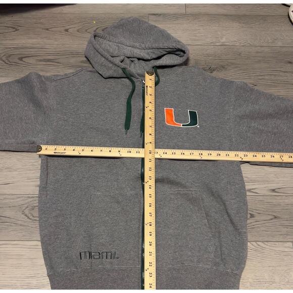 e5 University of Miami Hurricanes Gray Zip Up Sweatshirt Jacket Size L - Picture 3 of 5